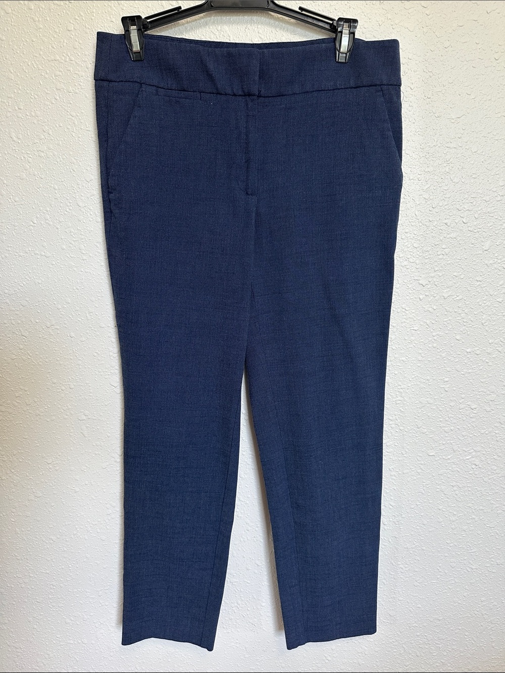 LOFT Marisa Blue Textured Straight Pants Size 6
